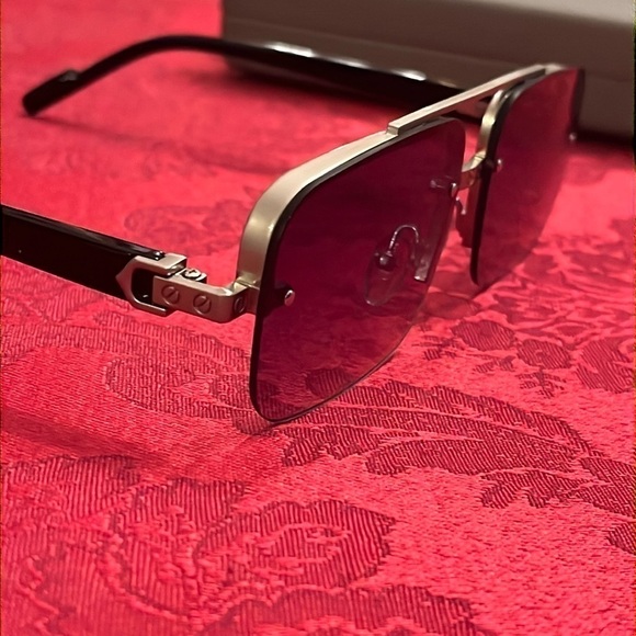 NWOT John Varvatos Square Metal Frame Rimless Sunglasses Smoky Gradient Lens - Picture 8 of 14
